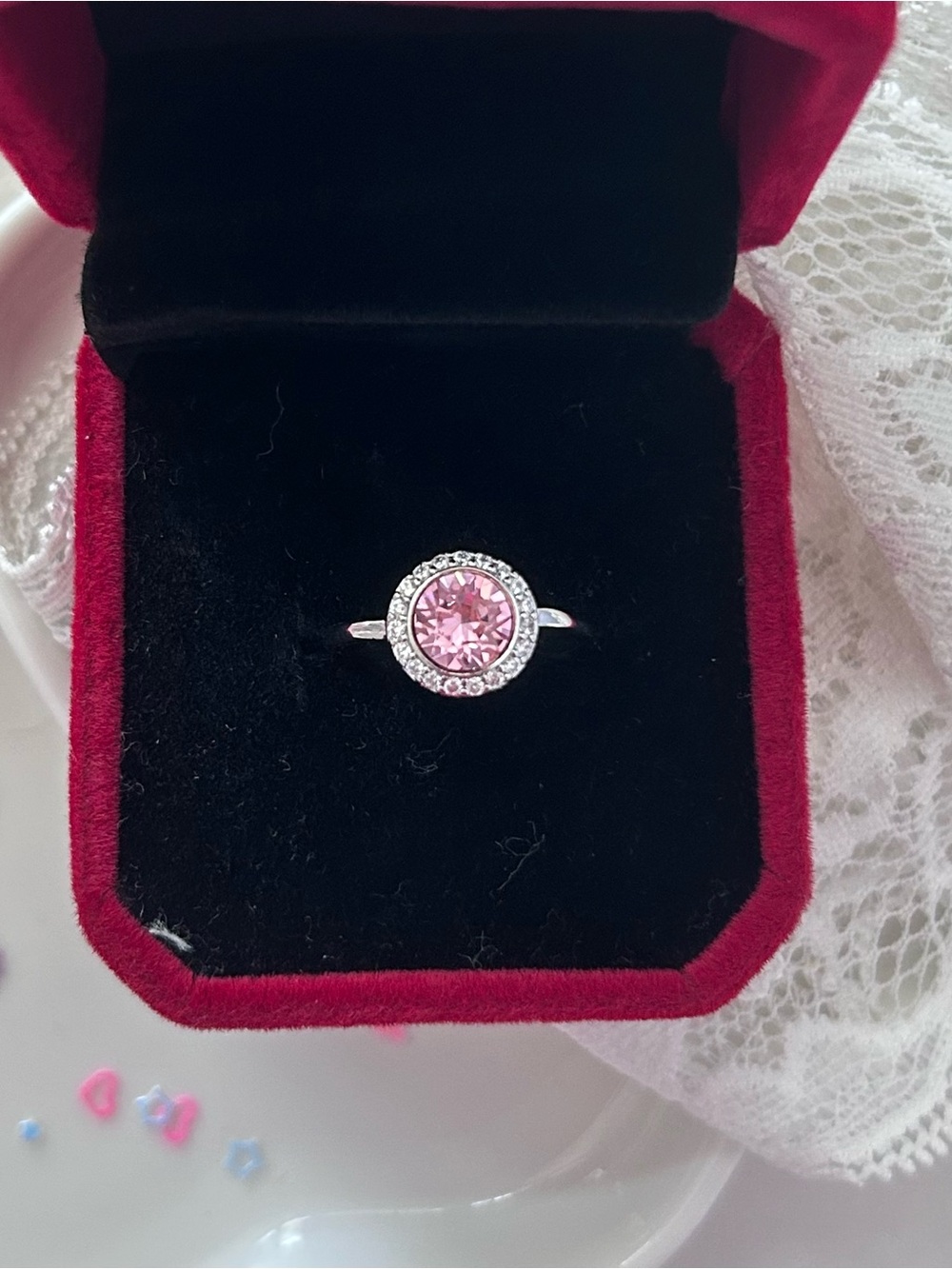 Pink Halo CZ Ring - Elegant Women's Jewelry
